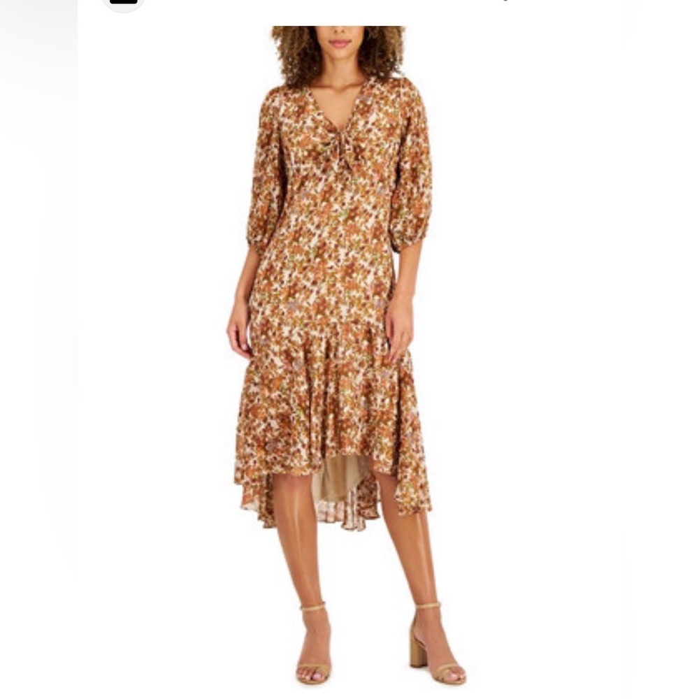 Taylor high low size 10 Floral Brown Dress